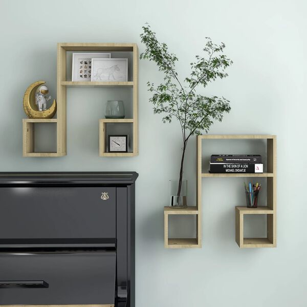 vidaXL Wall Shelf Set of 2 Sonoma Oak Engineered wood