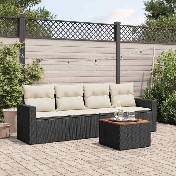 vidaXL Garden Sofa Set Black, cream white