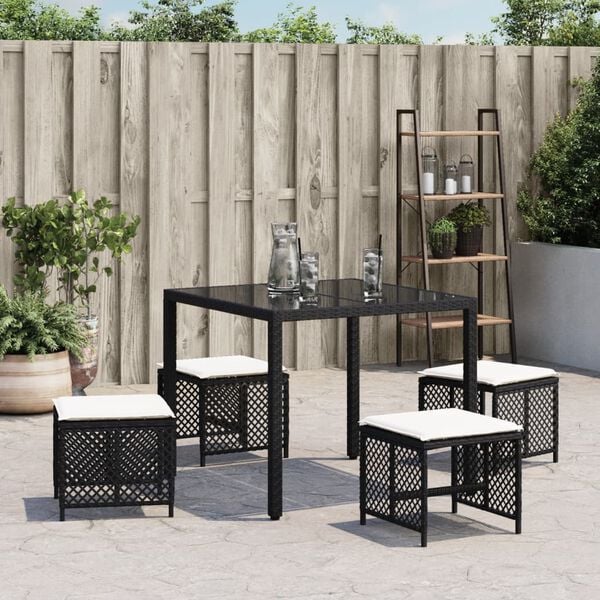 vidaXL Garden Stool Set of 4 Black