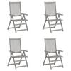 vidaXL Garden Chair Set of 4 Grey Solid Acacia Wood Standard Foldable