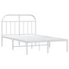 vidaXL Bed Frame White Powder-Coated Steel Small Double Bed Frame