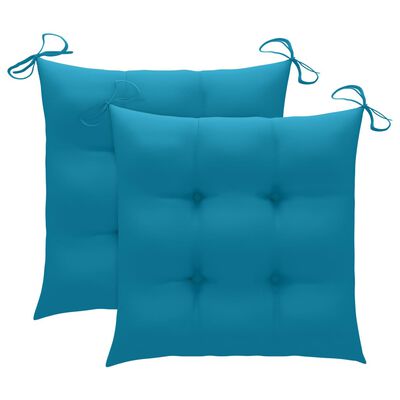 vidaXL 3 Piece Bistro Set with Light Blue Cushions Solid Teak Wood