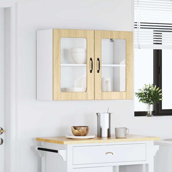 vidaXL Kitchen Wall Cabinet Sonoma Oak Engineered wood and glass 40