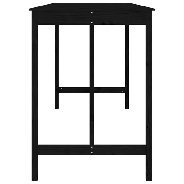 vidaXL Bar Table Black Solid pine wood Large Bar Table Rectangular