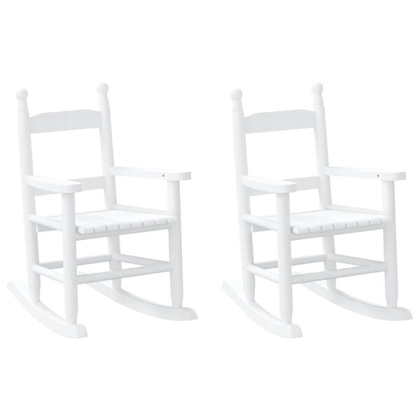 vidaXL Rocking Chair Set of 2 White Solid Poplar Wood Small