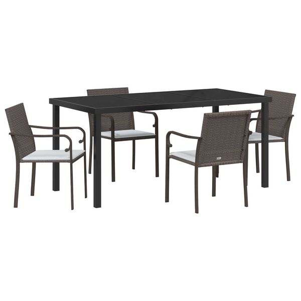 vidaXL Garden Dining Set 5 pcs Brown Poly rattan