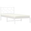 vidaXL Bed Frame White Powder-Coated Steel Twin Metal Bed Frame