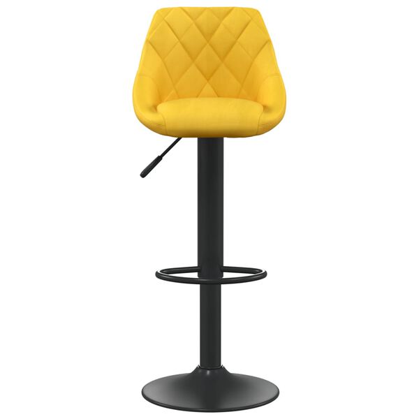 vidaXL Bar Stool Set of 2 Mustard Yellow Velvet, Steel Adjustable