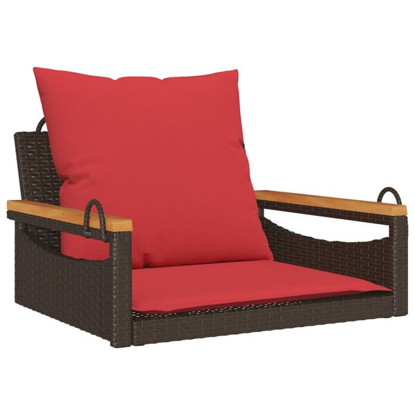 vidaXL Patio Swing Bench Brown PE rattan One Size UV-resistant materials
