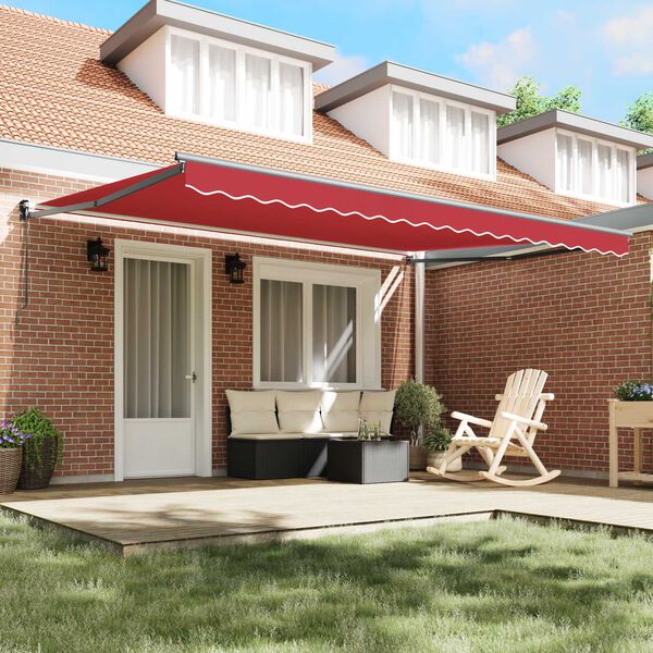 vidaXL Awning Retractable Red 177.17" x 118.11" Polyester and metal