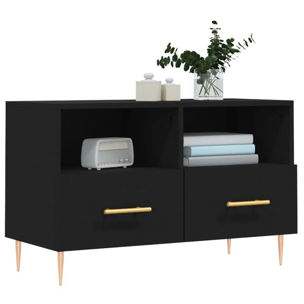 vidaXL TV Cabinet Black 31.5x14.2x19.7" Engineered Wood