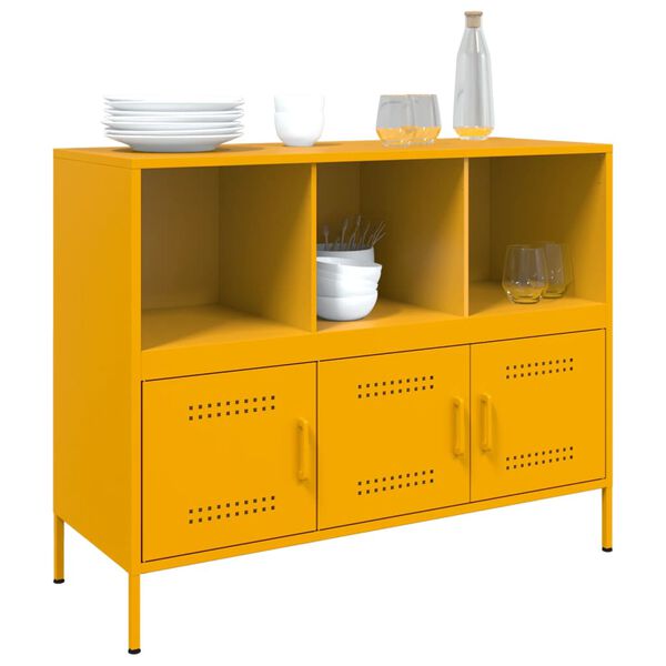 vidaXL Sideboard Mustard Yellow Cold-rolled Steel Standard