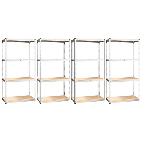 vidaXL 4-Layer Shelves 4 pcs Silver Steel&Engineered Wood