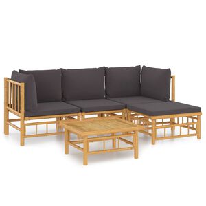 vidaXL Garden Lounge Set Natural Bamboo Bamboo, Polyester 5 Piece Set