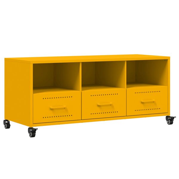 vidaXL TV Cabinet Mustard Yellow Cold-rolled steel 39.6 x 15.4 x 17.1 in