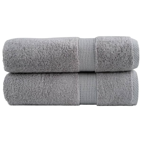 vidaXL Shower Towel Set of 2 Grey 100% cotton 27.6 x 55.1 in Durable