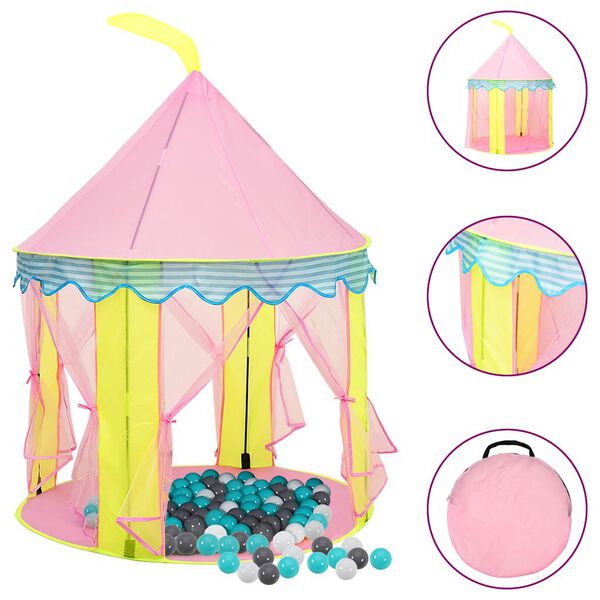vidaXL Play Tent Pink, Yellow, Blue 170T polyester, PVC, PE