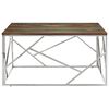 vidaXL Coffee Table Silver Stainless steel, solid reclaimed wood Medium