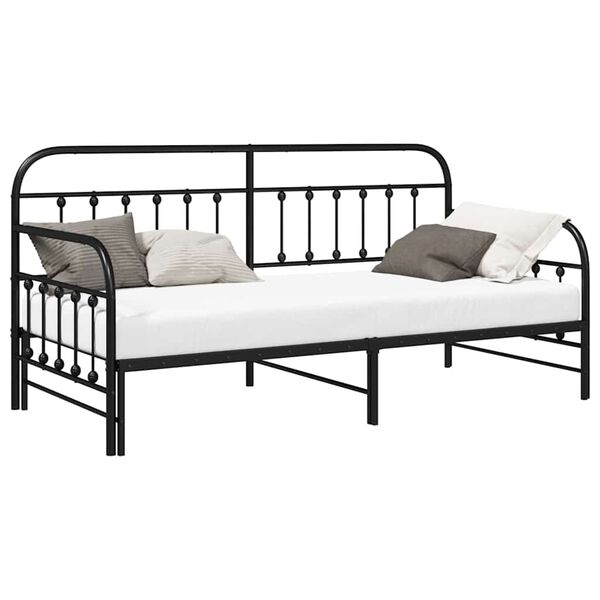 vidaXL Daybed Frame with Headboard Black Twin Steel