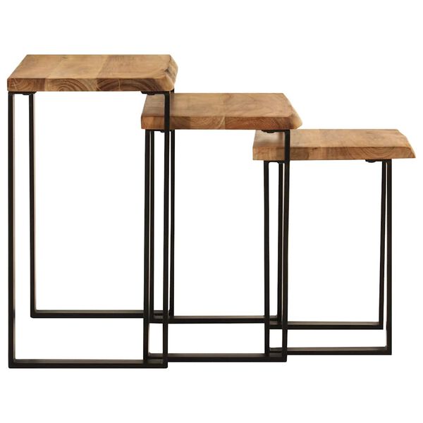 vidaXL Nesting Table Natural wood and black