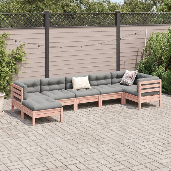vidaXL Garden Sofa Set Reddish-brown frame with gray cushions