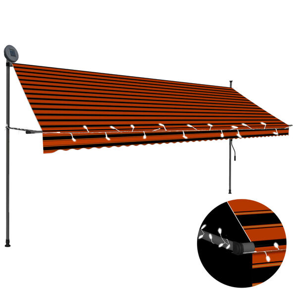 vidaXL Retractable Awning Orange and Brown Polyester with PU coating, Steel