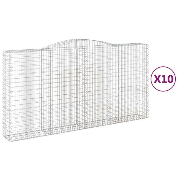 vidaXL Gabion Basket Set of 10 Silver Galvanized Iron Large
