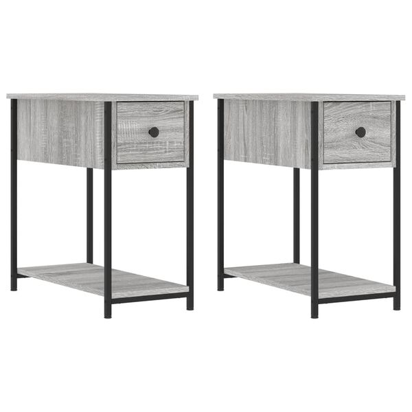 vidaXL Bedside Cabinet Set of 2 Grey Sonoma Engineered wood, iron