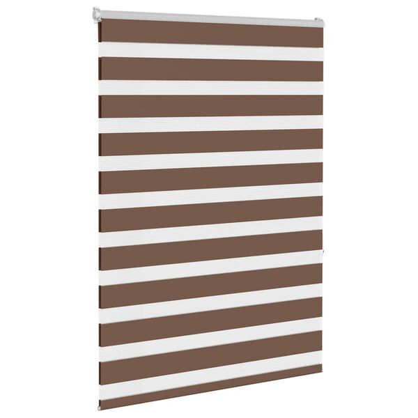 vidaXL Zebra Blind Brown 100% Polyester; Aluminum top rail 39.4 x 59.1 in