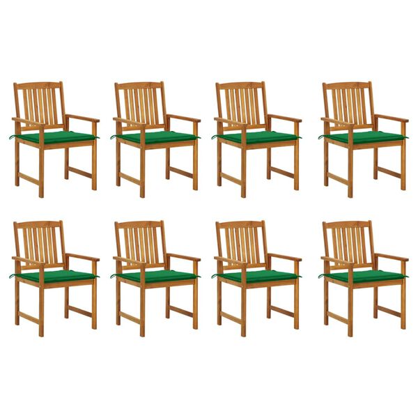 vidaXL Patio Chair Set of 8 Wooden Solid Acacia Wood Standard Durable