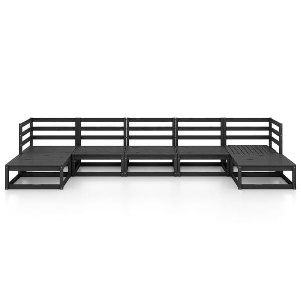 vidaXL Garden Lounge Set Black Solid Pine Wood Standard Modular