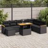 vidaXL Garden Sofa Set Black Poly Rattan 9 Piece Modular