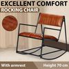 vidaXL Rocking Chair Brown and Black Real Leather and Powder-Coated Iron
