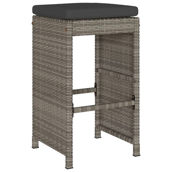 vidaXL Garden Bar Stool Set of 4 Grey PE rattan Standard