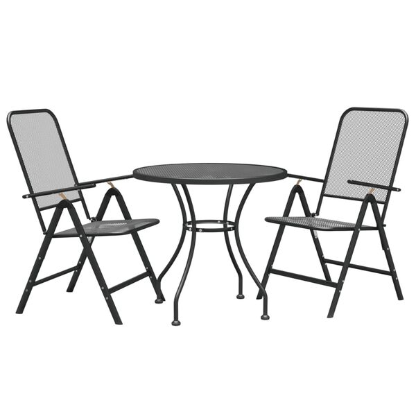 vidaXL Garden Dining Set Anthracite Expanded metal mesh Medium Foldable