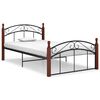 vidaXL Bed Frame Black and natural Powder-coated metal, solid oak wood
