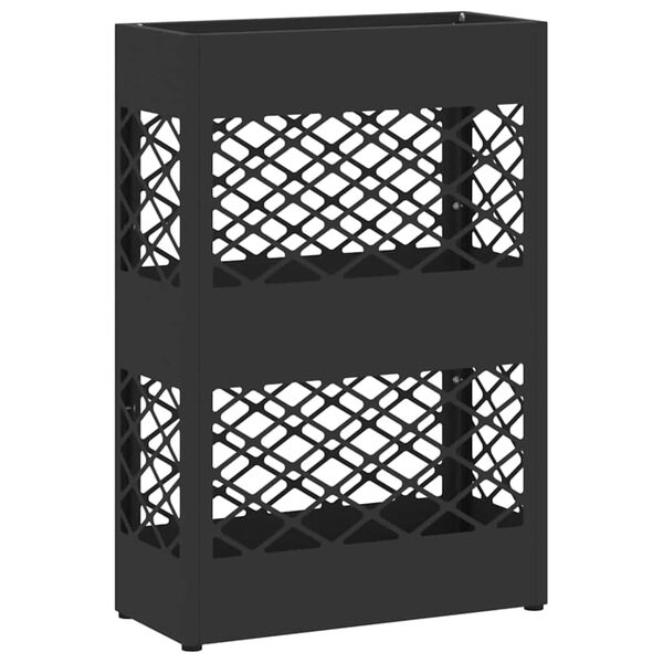 vidaXL Umbrella Stand with Storage Black 11.02 x 4.72 x 16.14 in Steel
