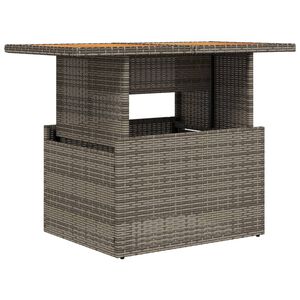 vidaXL Garden Table Grey PE rattan, powder-coated steel, solid acacia wood