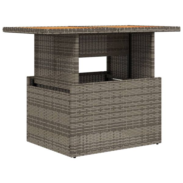 vidaXL Garden Table Grey PE rattan, powder-coated steel, solid acacia wood
