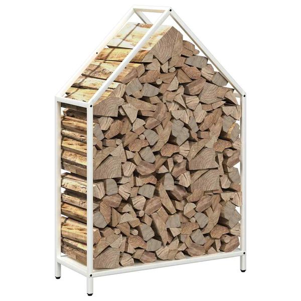 vidaXL Firewood Rack White 23.6x9.8x35.4" Cold-rolled steel