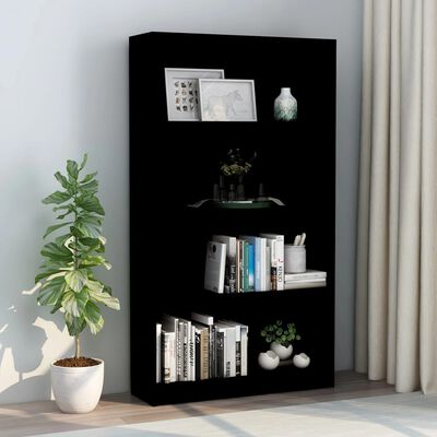 vidaXL 4-Tier Book Cabinet Black 31.5"x9.4"x55.9" Engineered Wood