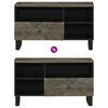vidaXL TV Cabinet Black Solid Mango Wood Medium TV Cabinet Rectangular
