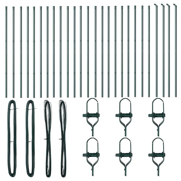 vidaXL Fence Post Other 26 pcs Green 1.26 x 1.26 x 59.06 in Steel
