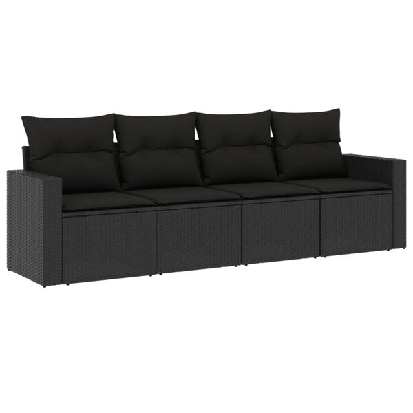 vidaXL Garden Sofa Set Black PE rattan, Powder-coated steel, Polyester