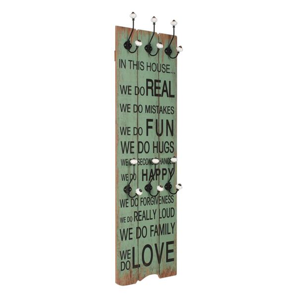 vidaXL Coat Rack Green and black MDF board, metal hooks 47.2 x 15.7 in