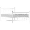 vidaXL Bed Frame White Powder-Coated Steel Twin Bed Frame Rectangular