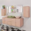 vidaXL Bathroom Cabinet Beige, White Engineered wood, Ceramic Standard