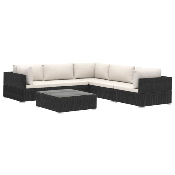 vidaXL Garden Lounge Set Black, Cream
