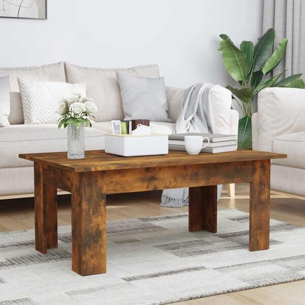 vidaXL Coffee Table Smoked Oak Engineered Wood 39.4 x 23.6 x 16.5 in
