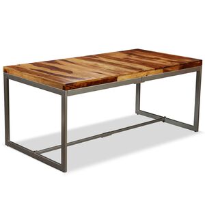 vidaXL Dining Table Brown and Black Acacia Wood and Powder-Coated Steel